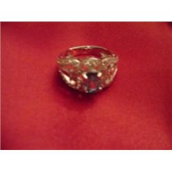 BLUE & WHITE ZIRCON RING – STERLING SILVER