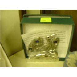 PEWTER LOON CARD HOLDER W/ ABALONE SHELL