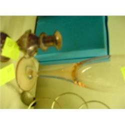 SMALL SPOON WITH STONE, ORANGE GLASS + TINY BUD VASE (COLORED GLASS)