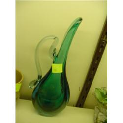 GREEN GLASS VASE
