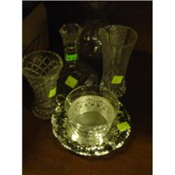 5 PIECES OF GLASS AND CRYSTAL