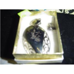 SIAM STERLING PIN & EARING SET