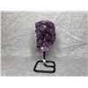 Image 1 : NATURAL POLISHED AMETHYST ON METAL STAND APPROX 5X3" RETAIL $1200