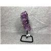 Image 2 : NATURAL POLISHED AMETHYST ON METAL STAND APPROX 5X3" RETAIL $1200