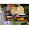Image 2 : BIN AND BUCKET OF ASSORTED PAINTING SUPPLIES AND TOOLS