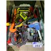 Image 2 : BIN OF ASSORTED TOOLS; CLAMPS, WORK LIGHTS, SCREWDRIVERS AND MORE