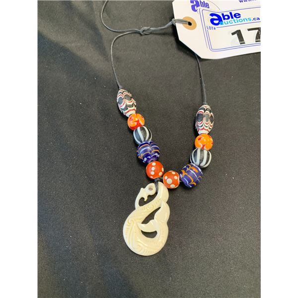 BONE CARVED HEI TIKI BEADED NECKLACE