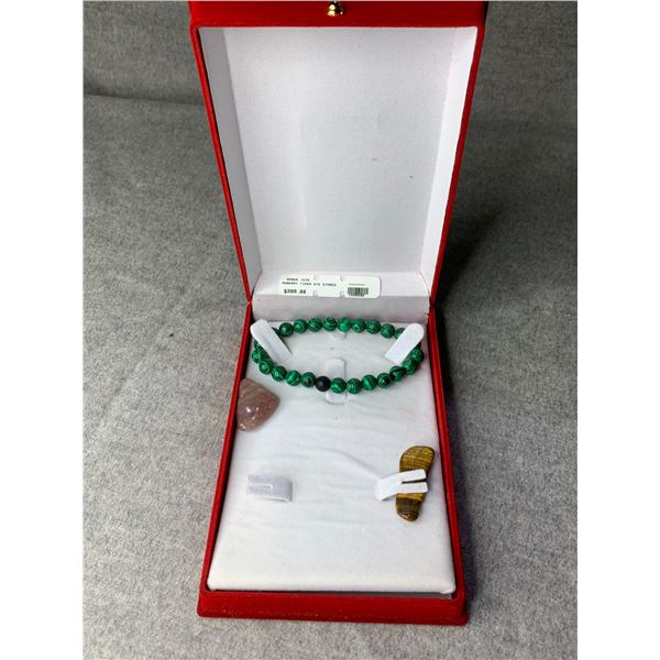 AMBER/STRAWBERRY TIGERS EYE STONES AND BRACELET RETAIL $289.88