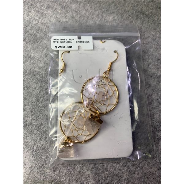 ROSE QUARTZ NATURAL EARRINGS RETAIL $290