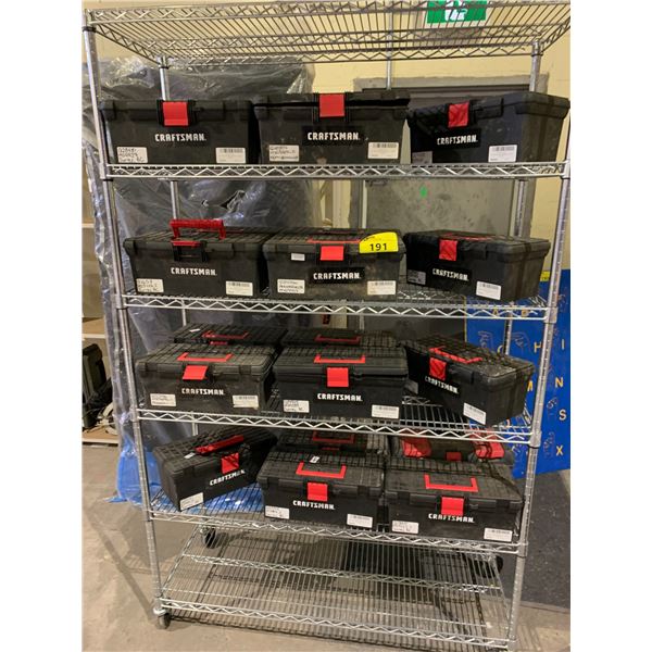 ENTIRE ROLLING RACK OF TOOLBOXES (RACK NOT INCLUDED)