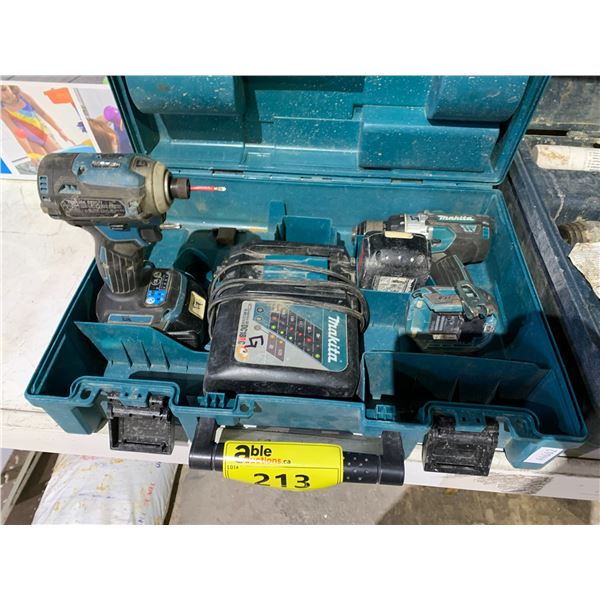 MAKITA CORDLESS TOOL SET WITH 2 BATTERIES AND CHARGER