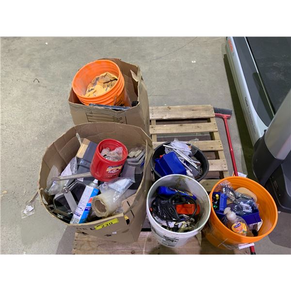 PALLET OF MISC TOOLS AND HARDWARE