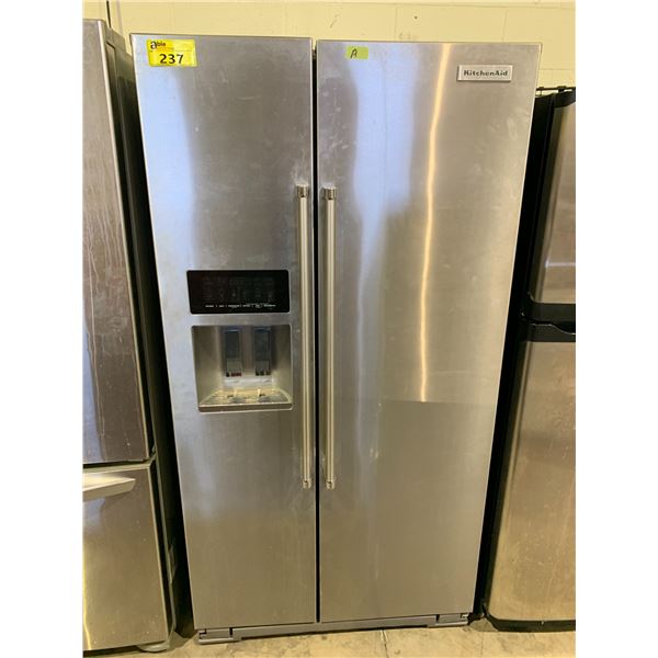 KITCHENAID STAINLESS STEEL SIDE BY SIDE FRIDGE WITH ICE AND WATER