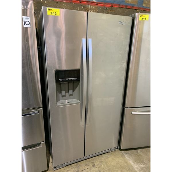 WHIRLPOOL STAINLESS STEEL SIDE BY SIDE FRIDGE WITH ICE AND WATER