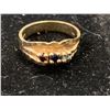 Image 2 : GOLD RING WITH 3 DARK COLOURED DIAMONDS