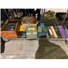 Image 1 : SHELF OF ASSORTED ITEMS INCLUDING; VINTAGE CAMERA, VINTAGE MEASURING TOOLS, VINTAGE CAMERA FLASH &