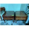 Image 2 : GLASS TOP COFFEE TABLE & 2 WOOD 1 DRAWER GLASS TOP SIDE TABLES