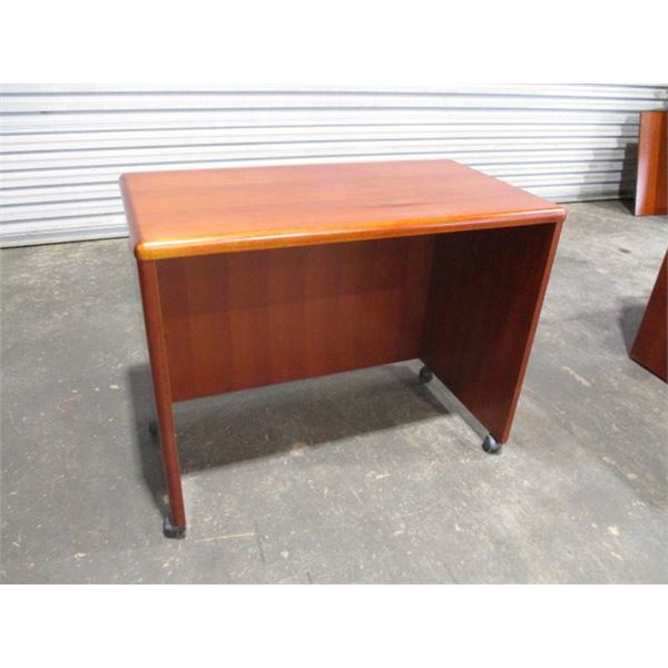 3' x 20" CHERRY WOOD TABLE  W/ CASTERS