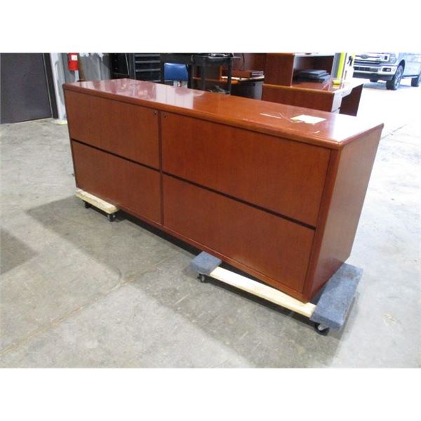 6' x 20" CHERRY WOOD (4) DRAWER FILING CABINET