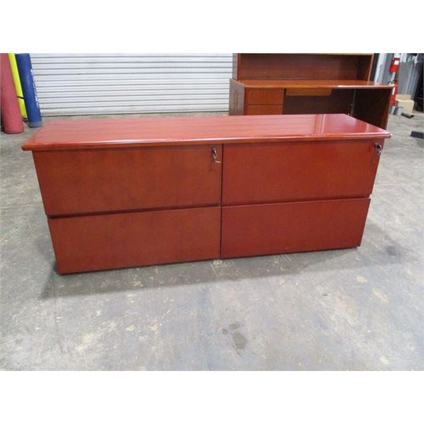 6' x 20" CHERRY WOOD (4) DRAWER FILING CABINET