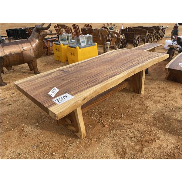 TEAK WOOD LIVE EDGE SLAB TABLE, 8 FT