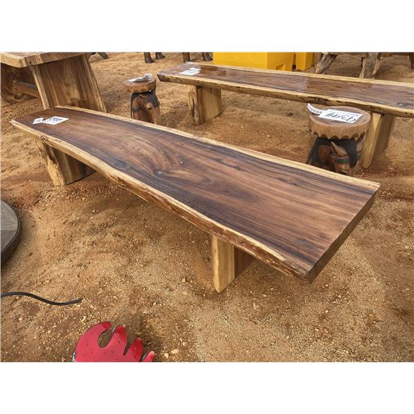 TEAK WOOD LIVE EDGE SLAB BENCH, 8 FT