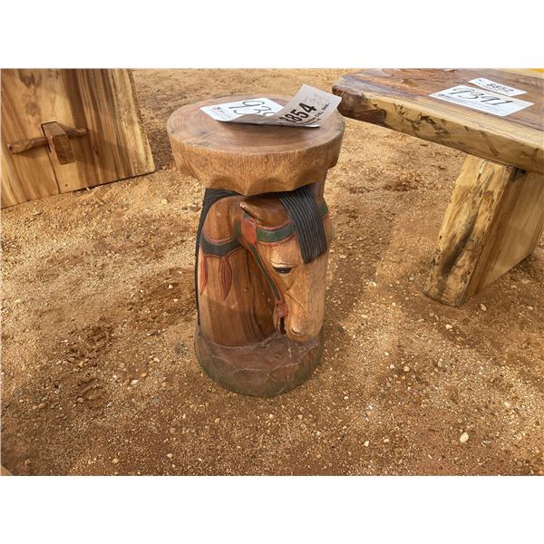 TEAK WOOD HORSEHEAD END TABLE