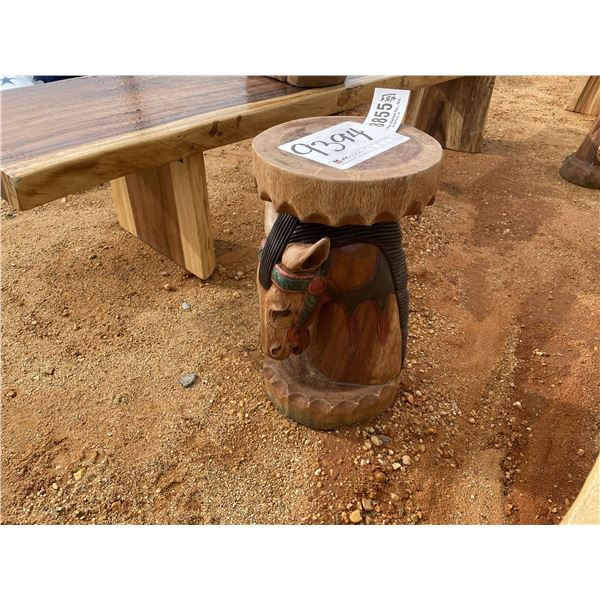 TEAK WOOD HORSEHEAD END TABLE