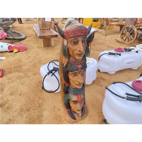 TEAKWOOD TOTEM POLE, 3 FT