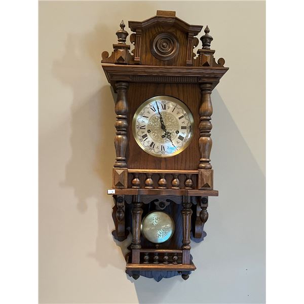 Antique Eble Uhren German Oak Chime Clock 36T