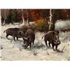 Image 3 : E Hofe WIld Boars In Forrest Oil On Canvas 48L x 36T