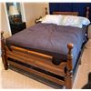 Image 2 : Antique Qeen Size Wooden Bed Frame And Mattress With Box Spring