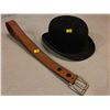Image 1 : Christies London Bowler Hat Made England And Hand Made Leather Belt