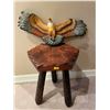 Image 1 : Vintage Wooden Hand Made Stool 15H And Fraser Art Eagle