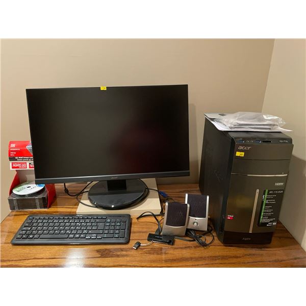 Acer Desk Top Computer And Moniter With Accessories (Not Set Up)