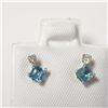 Image 1 : 10K Yellow Gold Blue Topaz(0.44ct) Diamond(0.06ct) Earrings, Made in Canada, Suggested Retail Value 