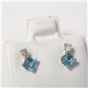 Image 2 : 10K Yellow Gold Blue Topaz(0.44ct) Diamond(0.06ct) Earrings, Made in Canada, Suggested Retail Value 
