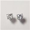 Image 1 : 14K White Gold Cz Heart Shape Screwback(2ct) Earrings, Suggested Retail Value $240