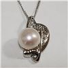 Image 1 : Silver Freshwater Pearl Cubic Zirconia Necklace (~Size 0) (~length 20 inches) (~weight 4.42g), Sugge