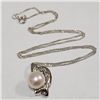 Image 3 : Silver Freshwater Pearl Cubic Zirconia Necklace (~Size 0) (~length 20 inches) (~weight 4.42g), Sugge