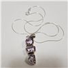 Image 3 : Silver Amethyst Necklace (~Size 0) (~length 20 inches) (~weight 7.91g), Suggested Retail Value $360