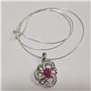 Image 3 : Silver Ruby Cubic Zirconia Necklace (~Size 0) (~length 19 inches) (~weight 5.71g), Suggested Retail 