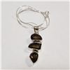 Image 3 : Silver Smokey Quartz Necklace (~Size 0) (~length 20 inches) (~weight 10.08g), Suggested Retail Value