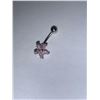 Image 2 : Pink Topaz Floral Stainless Steel Body Jewelry