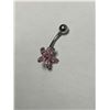 Image 3 : Pink Topaz Floral Stainless Steel Body Jewelry