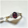 Image 2 : 10K Yellow Gold Garnet 18"(1ct) Diamond(0.2ct) Ring (~Size 7)) (~weight 2.01g), Appraised Retail $15