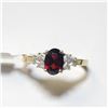 Image 3 : 10K Yellow Gold Garnet 18"(1ct) Diamond(0.2ct) Ring (~Size 7)) (~weight 2.01g), Appraised Retail $15