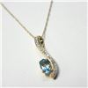 Image 2 : 10K Yellow Gold Blue Topaz(0.5ct) Diamond(0.2ct) Necklace (~weight 1.6g), Appraised Retail $2500