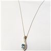 Image 3 : 10K Yellow Gold Blue Topaz(0.5ct) Diamond(0.2ct) Necklace (~weight 1.6g), Appraised Retail $2500