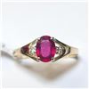 Image 1 : 10K Yellow Gold Ruby(1.05ct) Diamond(0.04ct) Ring (~Size 7)((~weight 1.3g), Made in Canada, Appraise